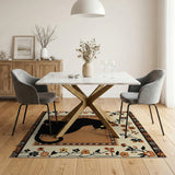 Mystical Black Cat Floral Border Area Rug