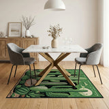 Moonlit Cacti Desert Night Green Rug