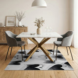 Black White Abstract Hearts Area Rug