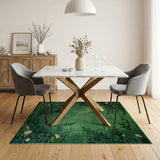 Emerald Green Foliage Bloom Area Rug