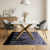 Purple Bats and Bare Trees Silhouette Area Rug