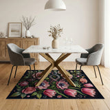 Ornate Pink Roses Tulips Infinity Rug