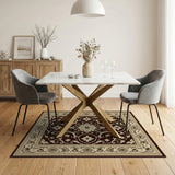 Elegant Brown Beige Traditional Persian Area Rug