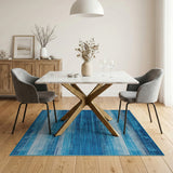 Blue and Teal Blue Teal Horizontal Striped Area Rug