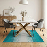 Teal Ombre Striped Area Rug