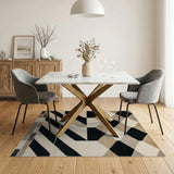Modern Geometric Diamond Area Rug in Black Grey