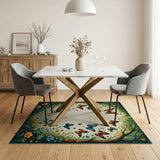 Butterfly Meadow Floral Frame Rug