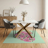 Romantic Pink Rose Heart Area Rug