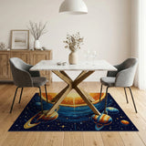 Multi-color and Patterns Pixelated Solar System Area Rug