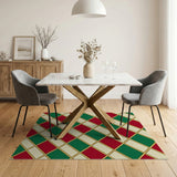 Red Green Gold Plaid Check Area Rug