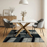 Stacked Concrete Grey Geometric Area Rug