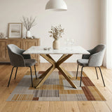 Brown and Tan Geometric Patchwork Area Rug in Brown Tan