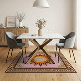 Geometric Modern Pink Sunburst Geometric Area Rug