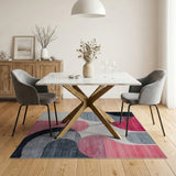 Pink Abstract Pink Grey Geometric Area Rug