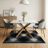 Black and White Black White Diamond Grid Area Rug