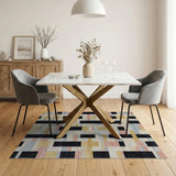 Modern Geometric Multi-Color Block Area Rug