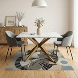 Curled Sleeping Tabby Cat Geometric Rug
