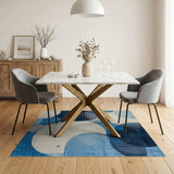 Abstract Overlapping Blue Circles Area Rug