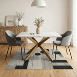 Modern Geometric Black Grey Area Rug