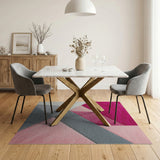 Pink Vibrant Pink Geometric Modern Area Rug