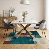 Geometric Modern Blue and Teal Teal Geometric Abstract Area Rug