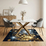 Disco Ball Mirror Gold Silver Rug