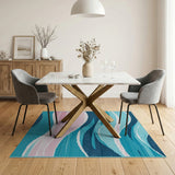 Blue Teal Ocean Waves Area Rug