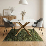 Green Cascading Wave Geometric Area Rug