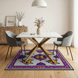 Mystical Purple Cat Mandala Area Rug