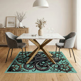 Octopus Anchor Teal Area Rug