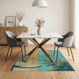 ODIKA Vintage Surf Beach Scene Washable Rug - Retro Coastal Low Pile Area Rug