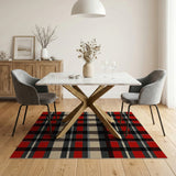 Red Bold Red Black Plaid Rustic Farmhouse Rug