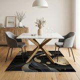 Gold Moon Cosmic Wave Abstract Area Rug