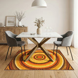 Orange Concentric Circle Geometric Area Rug