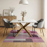 Abstract Curved Pink Geometric Area Rug