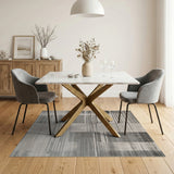 Modern Grey Geometric Stripe Grey Area Rug