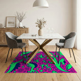 ODIKA Neon Dinosaur Washable Rug - Pink & Green Pop Art Low Pile Area Rug
