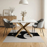 Black White Geometric Abstract Area Rug
