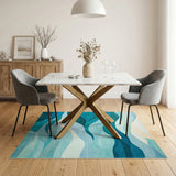 Blue Teal Wave Coastal Area Rug