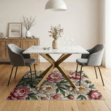 Vintage Blush Pink Peony Bouquet Area Rug
