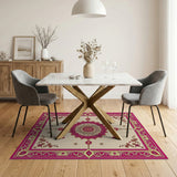 Traditional Persian Pink Mandala Persian Area Rug