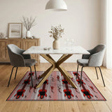Bold Red Electric Guitar Music Notes Rug