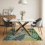 Lush Green Fern Leaves Area Rug