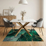Emerald Green Gold Marble Abstract Area Rug