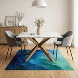 Ethereal Blue Teal Mountain Peaks Area Rug
