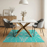 Teal Geometric Woven Area Rug