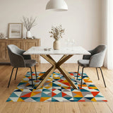 ODIKA Washable Abstract Geometric Triangle Rug - Low Pile Non-Slip Area Rug