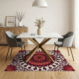 Rich Red Mandala Persian Area Rug