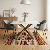 Cute Cartoon Cats Village Orange Area Rug