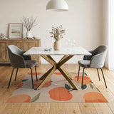 Fruit Pattern Orange Peach Fruit Pattern Area Rug